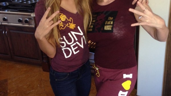 Alumna Allison DuBois and youngest daughter Sophia in full Sun Devil regalia. 