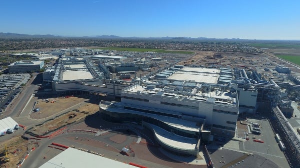 Aerial view of Intel's Fab 42 manufacturing facility in Chandler, Arizona