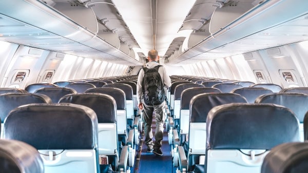 Lone man on commercial flight 