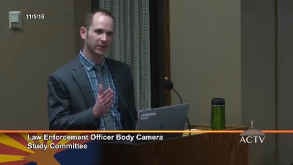 ASU criminology professor Jacob Young talks to a legislative study committee