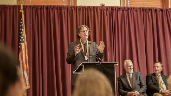 Doug Kenrick speaking at his President's Professor Ceremony