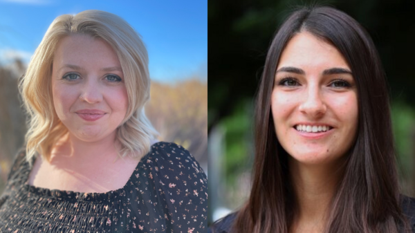 Side-by-side portraits of ASU graduates Emily Denne (left) and Kristen McCowan.