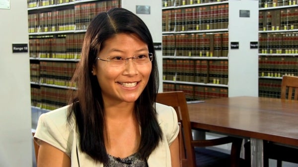 woman in library