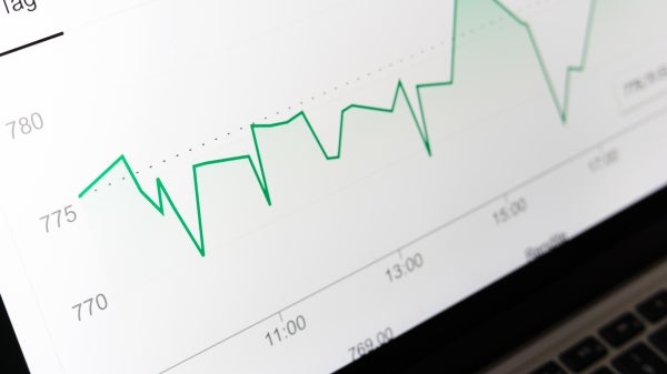 Chart of data on a laptop computer screen