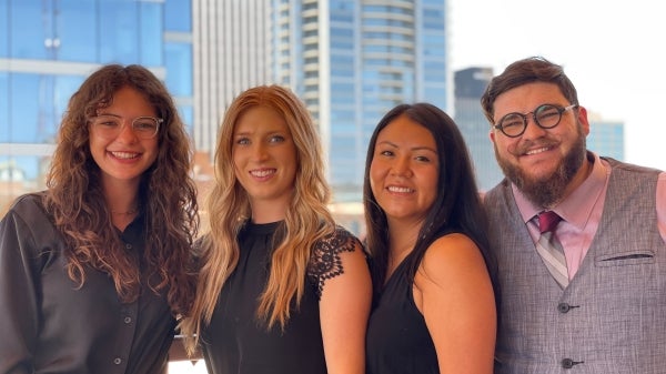 The 2021–22 Marvin Andrews Fellows (from left): Chloe Baldwin, Madalaine McConville, LaTisha Gilmore and Brock.