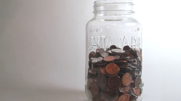 Coins in a mason jar