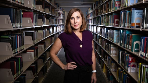 Woman in library