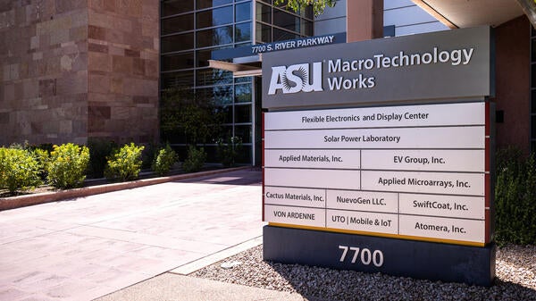 ASU MacroTechnology Works building sign.