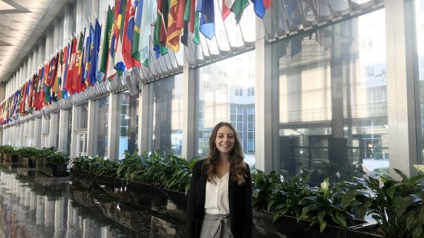 Nikki Hinshaw pictured at her internship with The McCain Institute's Policy Design Studio program in Washington D.C. 