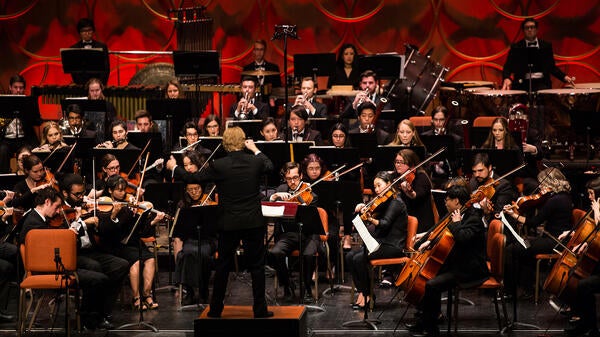 ASU symphony performing on stage.