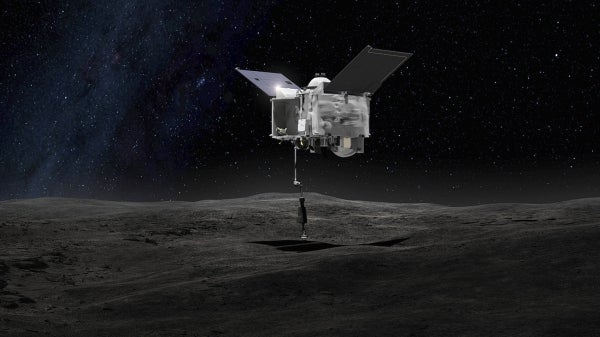 OSIRIS-REx spacecraft at asteroid Bennu