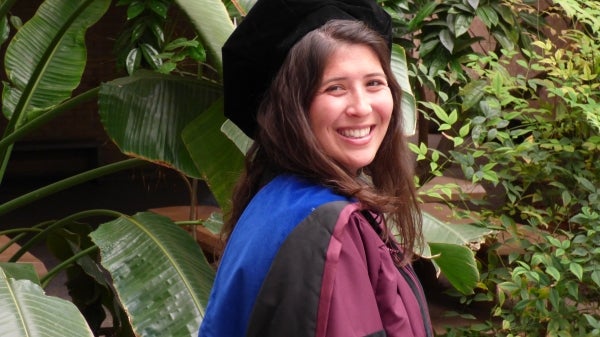 Picture of Larissa in her ASU cap and gown.