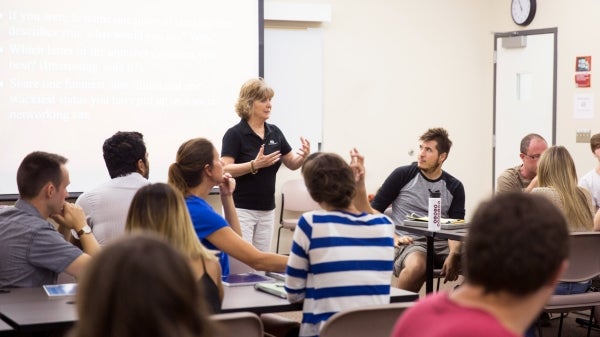 Carolyn Hirata teaches a class of Technological Entrepreneurship and Management students.