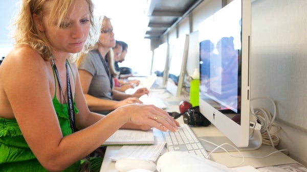 woman working on a computer