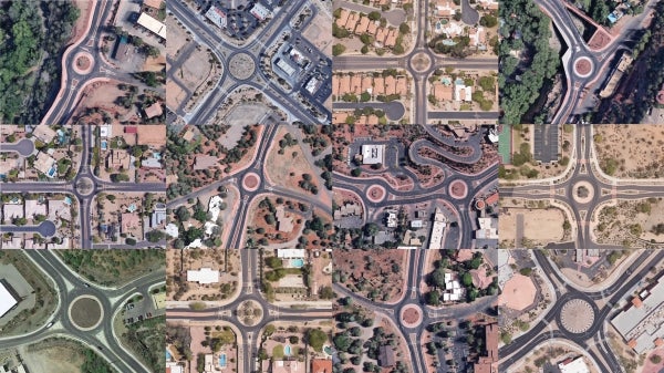 Satellite images of roundabouts in Arizona