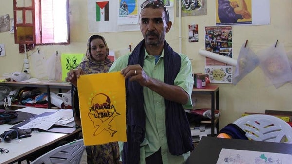 &quot;Free Sahara&quot; textile print made in a Sahwari refugee camp