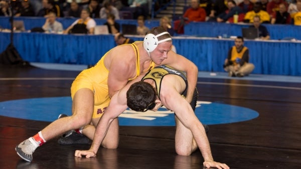 ASU wrestler Blake Stauffer on the mat