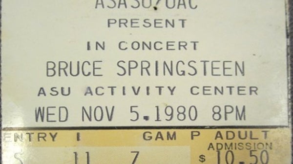 Concert ticket with words detailing who performed at the show.