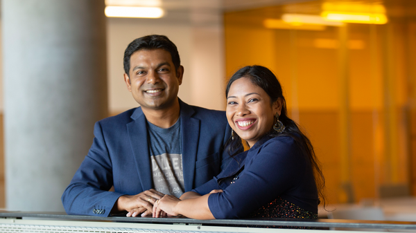 Portrait of ASU alumni and husband-and-wife-duo Sanjay Paula and Rumpa Dey.