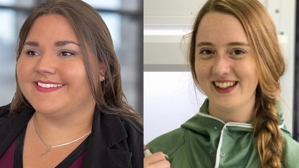 Side-by-side portraits of ASU students Alyssa Sherry and Logan Tegler.