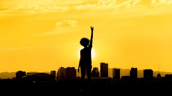 A silhouette against the sunset