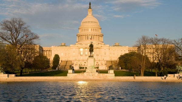 The U.S. Capitol at sunset