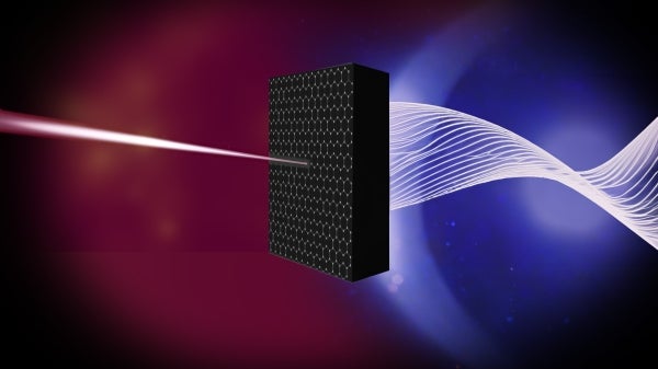 Illustration of a laser moving through a 3D square object.