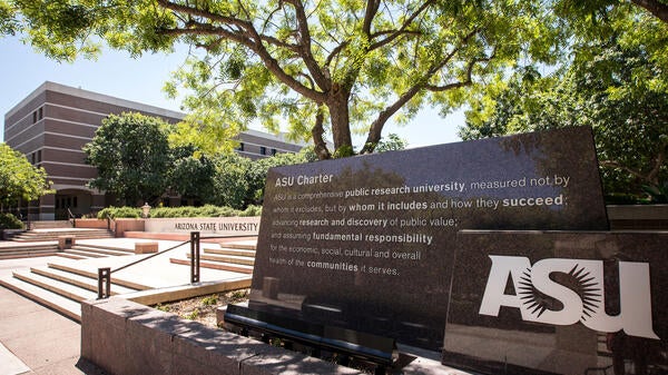 ASU charter sign on West campus