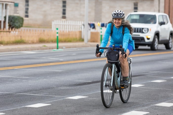 Person riding in a bike lane on a Phoenix street