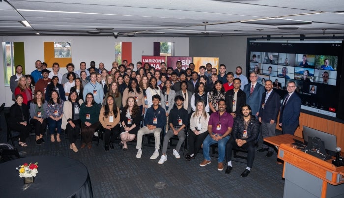 Group of students at a business competition.