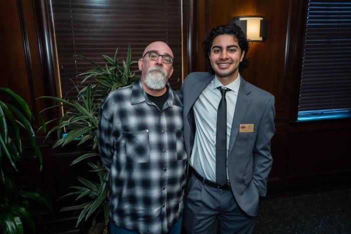 Peter Murrieta (left) with business communications student Noah Patch