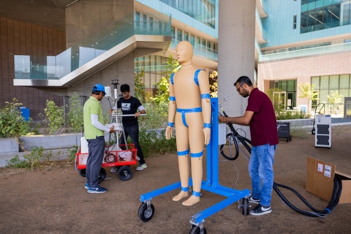 ASU students set up heat-sensing manikin