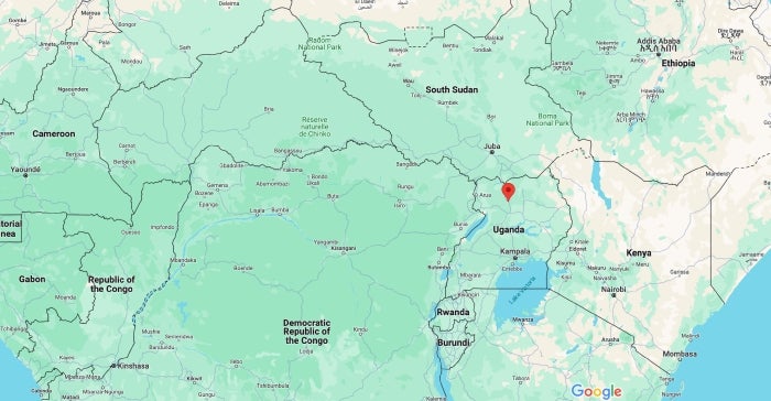 Screenshot of central Africa on Google maps