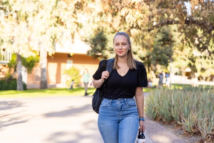 Jamie Katz walks Tempe Campus