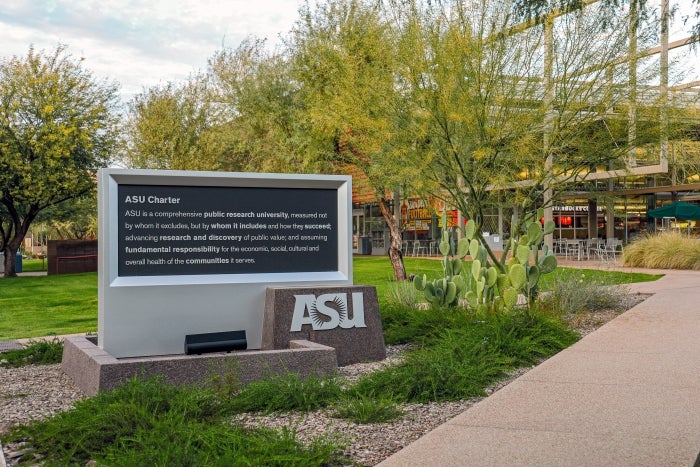 ASU Charter monument on the Polytechnic campus.