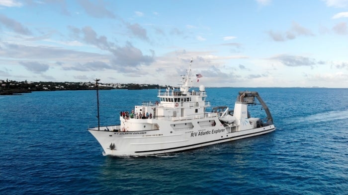 Research boat on the ocean