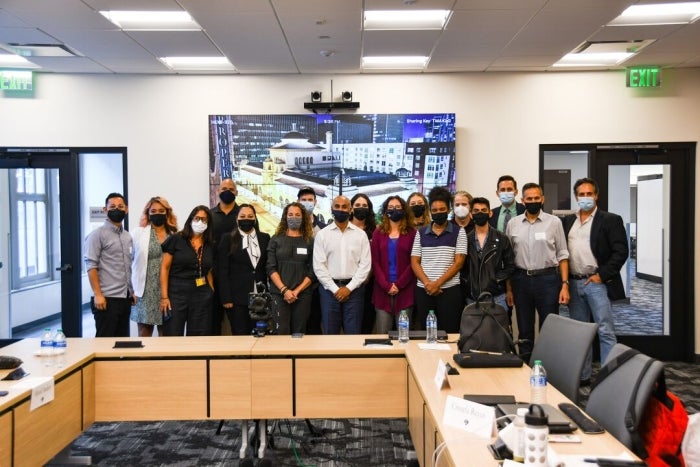 Diaz (far left) with Thunderbird Director General and Dean Sanjeev Khagram (middle) and MLM-GCI cohort.