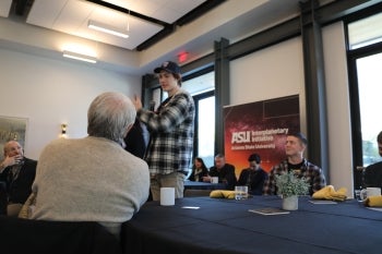 ASU Space Ambassadors Lucas, "Luke", Barduson and Ralph Ortiz attend the The Ask-Me-Anything event at the annual Space Futures Convening