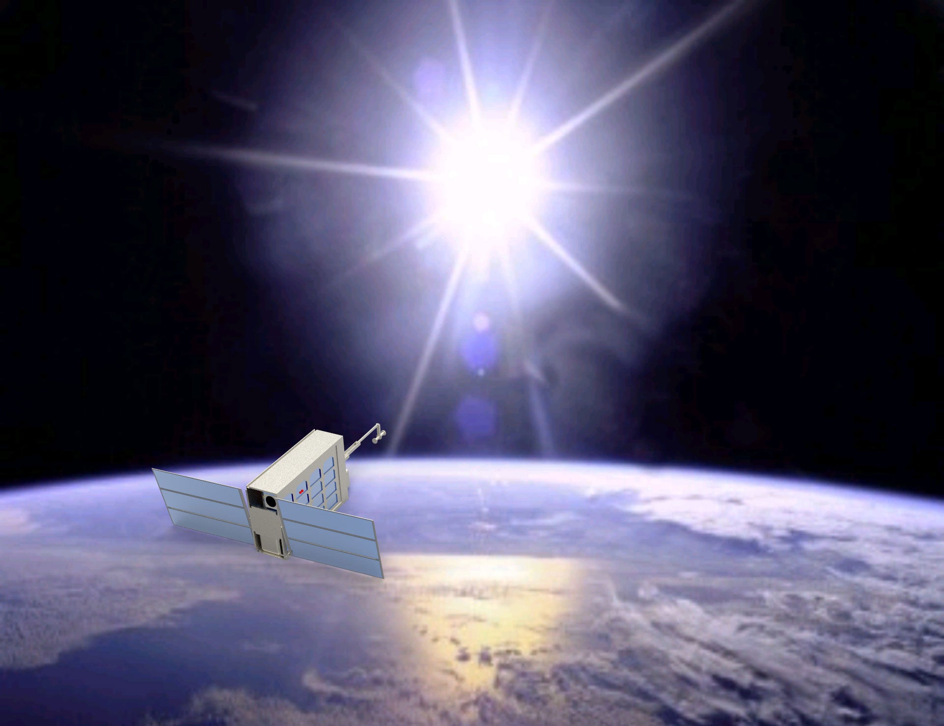 An artist rendering of an Air Force satellite designed at ASU.