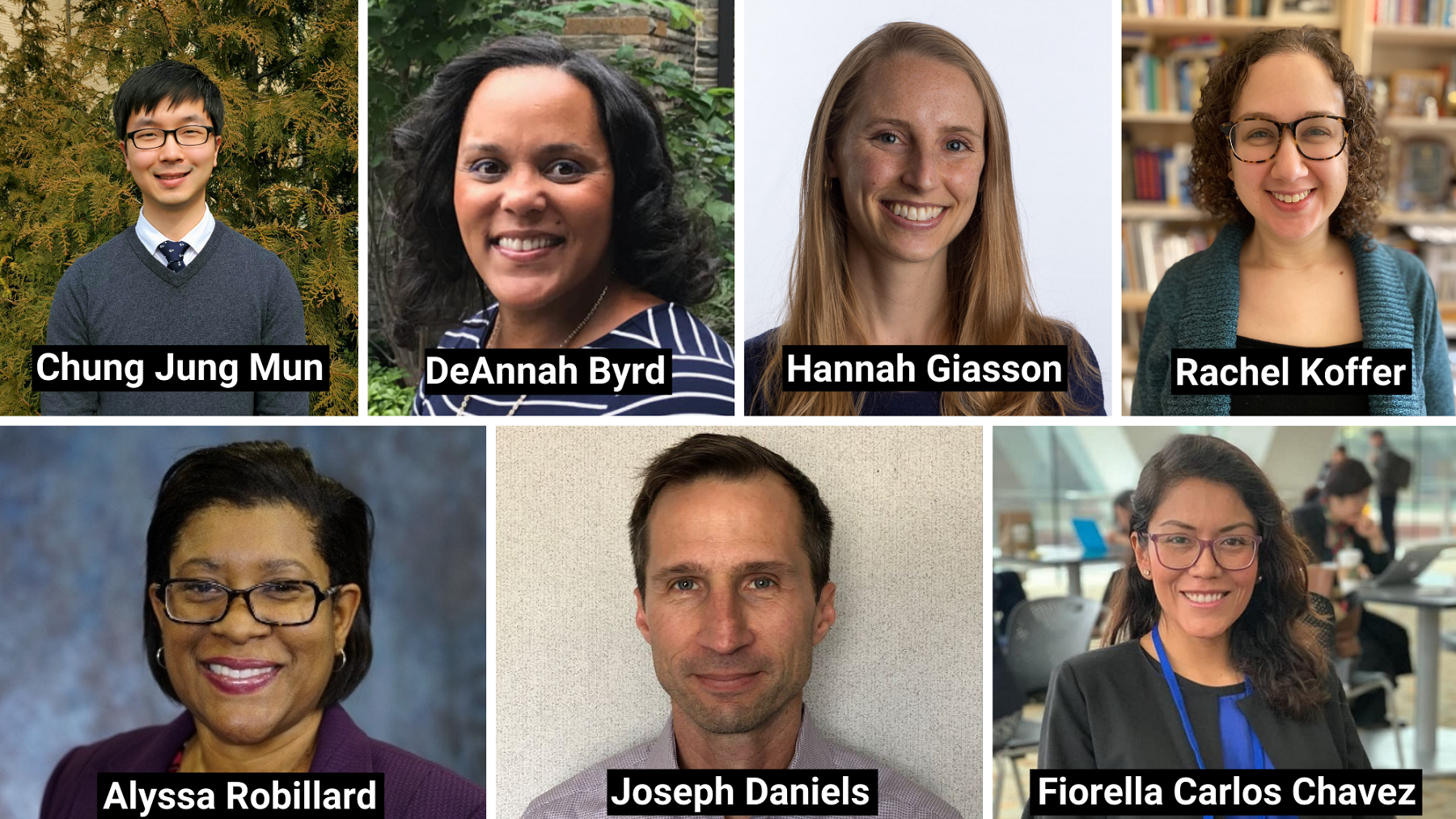 Photo collage of all seven headshots of each of the new Edson College tenure track faculty