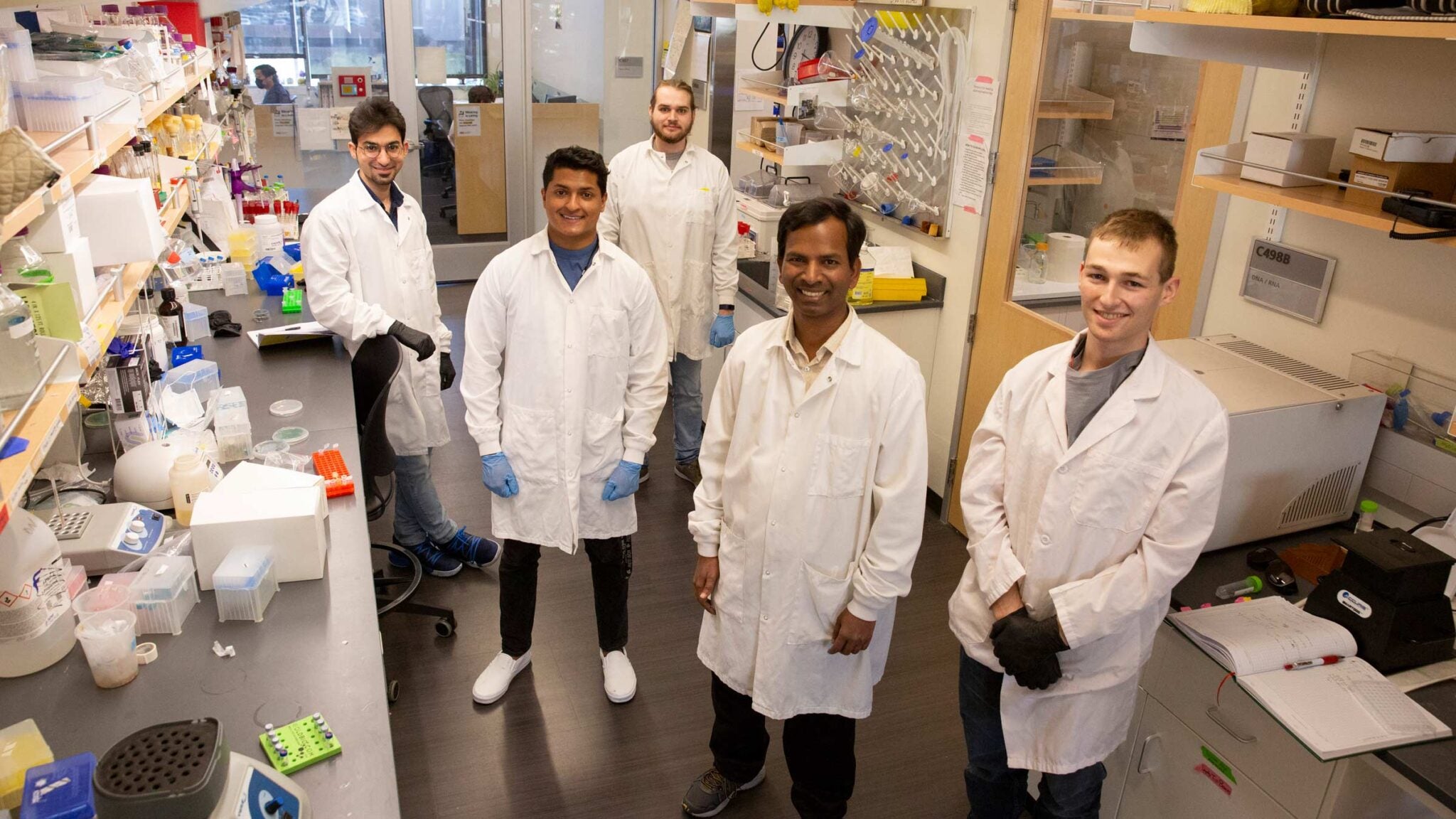 Arul Varnam in his Synthetic and Systems Biology Laboratory with students