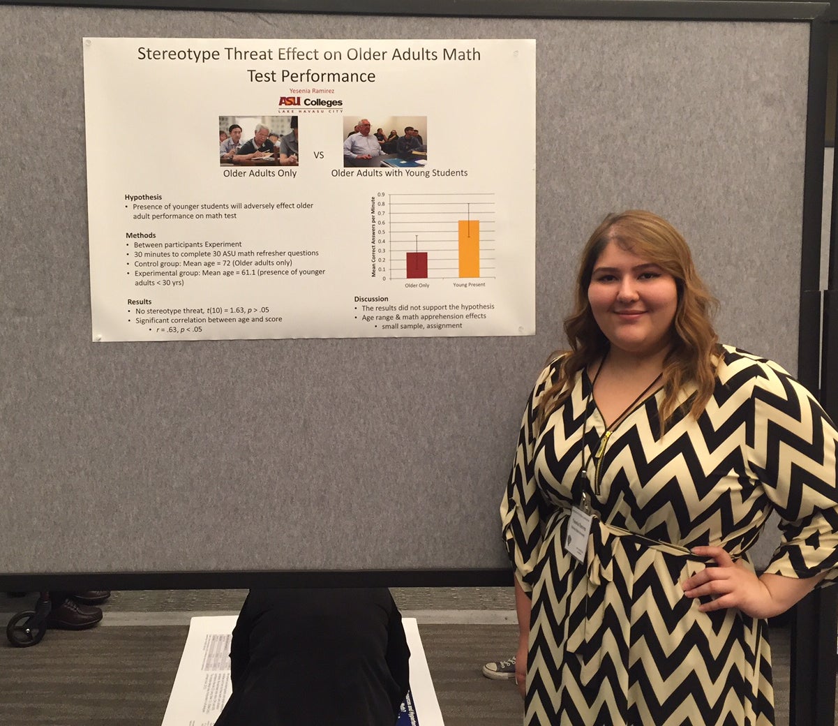 student standing in front of presentation