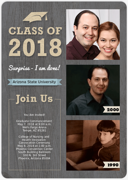 Graduation announcement of ASU student Yevgeniy Katsnelson